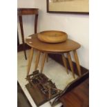 RETRO ERCOL, nest of 3 light elm pebble design occassional tables