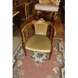 INLAID TUB CHAIR, Edwardian inlaid mahogany and beech tub armchair