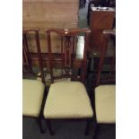INLAID CHAIRS, set of 4 Edwardian pierced back and inlaid salon chairs, tapering square section