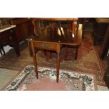 VICTORIAN PEMBROKE, mahogany single drawer Pembroke table with tapering turned legs