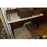 MARBLE TOPPED WASH STAND, 19th century mahogany kneehole wash stand, with 4 drawer base (some