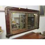 OVERMANTLE, Edwardian simulated rosewood and gilt surround overmantle
