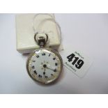 FOB WATCH, attractive silver cased ladies fob watch, the dial with Roman numerals