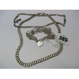 SILVER BRACELET, silver gatelink bracelet with heart shaped padlock clasp, also 2 silver necklaces