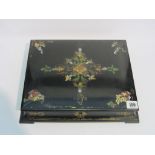 JENNENS & BETTRIDGE, Victorian papier mache rectangular desk box with inlaid mother of pearl