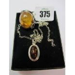 AMBER JEWELLERY, silver amber ring, also silver and amber necklace pendant