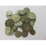COINS, 2 USA half dollars, silver six pences etc