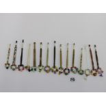 LACE BOBBINS, collection of bone, wood and glass beaded bobbins