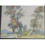 KATHERINE AIRINI VAIN, signed water colour, "New Zealand Landscape", 14.5" x 18"