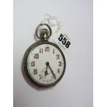 POCKET WATCH, silver cased pocket watch with Arabic numerals and second hand