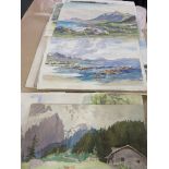 FOLDER, collection of 20 assorted unframed water colours of various subjects