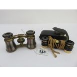 OPERA GLASSES, mother-of-pearl cased opera glasses and 1 other modern pair