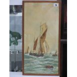 AYLIFFE GUNTER, signed water colour, "Marine View of a Lowestoft Sailing Trawler and Other