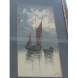 VERNON HADY, signed water colour, "Fishing Boat at Dusk", 11" x 5.5"