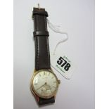 MOVADO, Gent's Movado gold cased wrist watch, with second hand and brown leather strap
