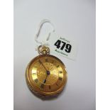 FOB WATCH, 9ct gold ladies pinset fob watch, with Roman numerals