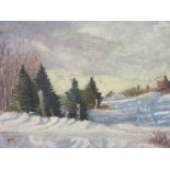 CANADIAN SCHOOL, signed Heath oil on board, "Winter Scene", 8" x 11"