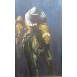 PETER HOWELL, signed oil on canvas, "The Race", 36" x 24" together with letter from artist