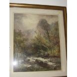 WILLIAM WIDGERY, signed water colour "Highland Waterfall", 26" x 27"