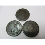 CARTWHEEL COINS, 3 x 1797 Cartwheel pennies