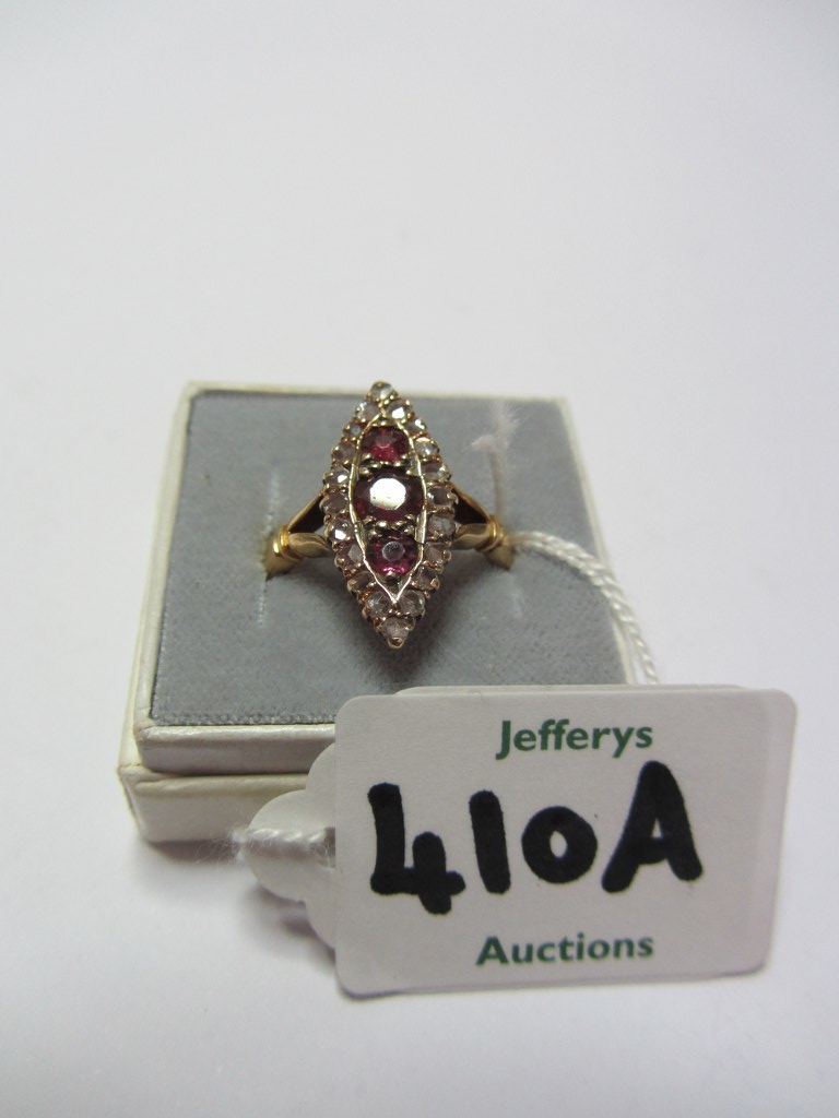 DIAMOND RING, Victorian 18ct gold ruby & rose cut diamond ring