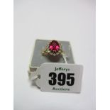 RUBY & DIAMOND RING, 18ct gold ruby & diamond cluster ring