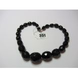 AMBER, Black bakelite amber graduated bead necklace