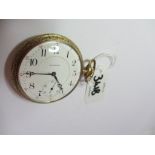 POCKET WATCH, Gold plated Illinois pocket watch, arabic numerals & second hand
