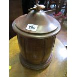 AIRCRAFT TREEN, propellor finial cylindrical lidded jar, 11" high