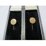 TIE PINS, pair of 9ct gold E.C.C. Ltd long service tie pins, 4.4 grams