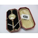 GOLD WATCH, ladies 9ct gold Art Deco style wrist watch on expandable rolled gold strap