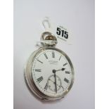 POCKET WATCH, silver cased pinset "John Elkan" pocket watch, Roman numerals and second hand