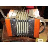 CONCERTINA, walnut concertina by C Jones (some defects)