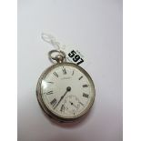POCKET WATCH, Silver cased Waltham pocket watch, Roman numerals & second hand