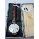 WRIST WATCH, gents 9ct gold cased Benson wrist watch, with Arabic numerals and second hand on