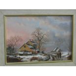 DANIEL VAN DER PUTTEN, signed oil on board "Farm near Farthingston", 6.75" x 9.5"