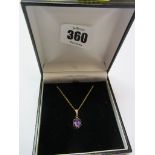 AMETHYST PENDANT, 9ct gold mounted amethyst pendant on chain