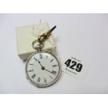 FOB WATCH, ladies silver cased key wind fob watch, with Roman numerals