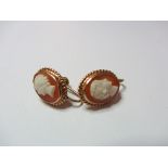 EARRINGS, Pair of 9ct gold cameo earrings