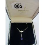 AMETHYST & DIAMOND PENDANT, 18ct white gold diamond and amethyst pendant necklace