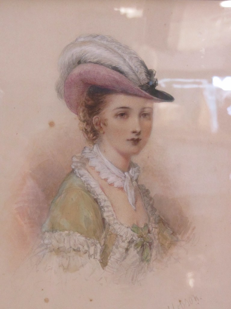 H E HOBSON, signed water colour "Portrait of Olivia", 9" x 7"