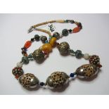 KASHMIR NECKLACE, Eastern Kashmir design necklace set amber, turquoise etc