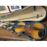 VIOLIN, cased Czechoslovakian violin with box