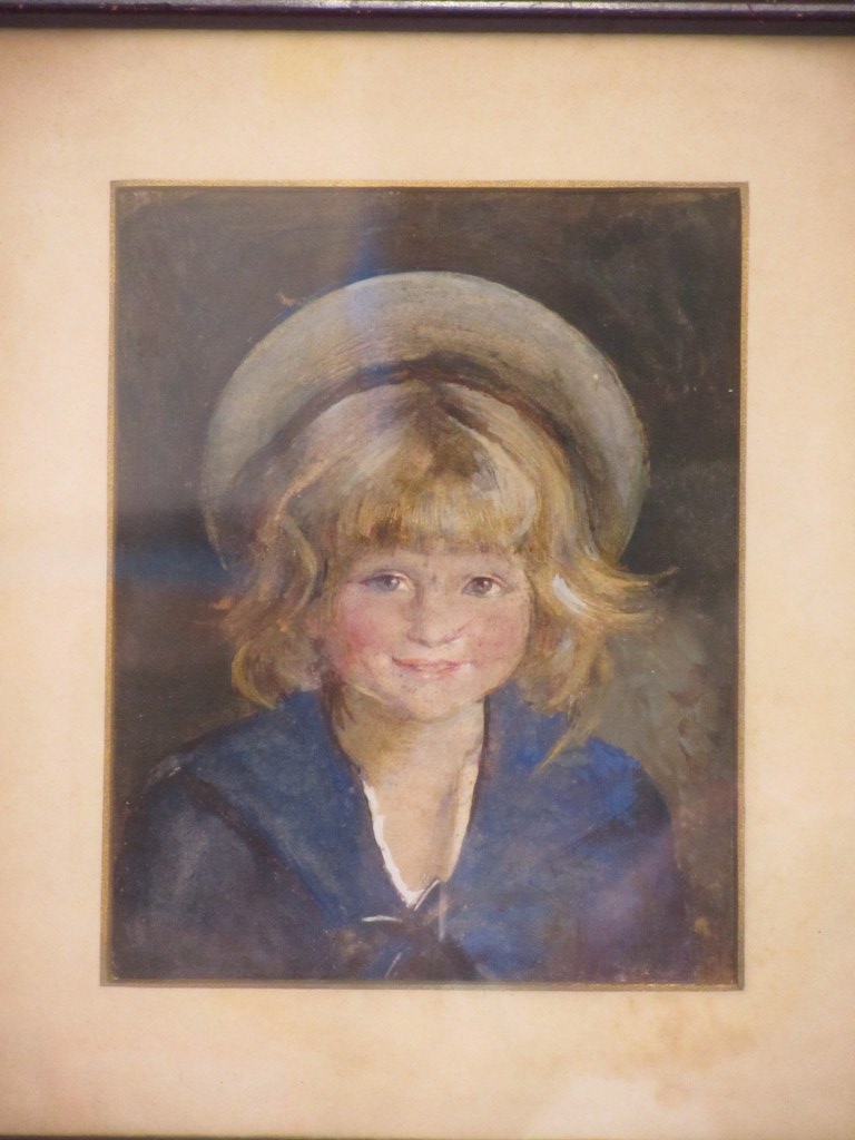 19TH CENTURY WATER COLOURS, "Portraits of Children, one holding candle, the other wearing a sailor - Image 2 of 2