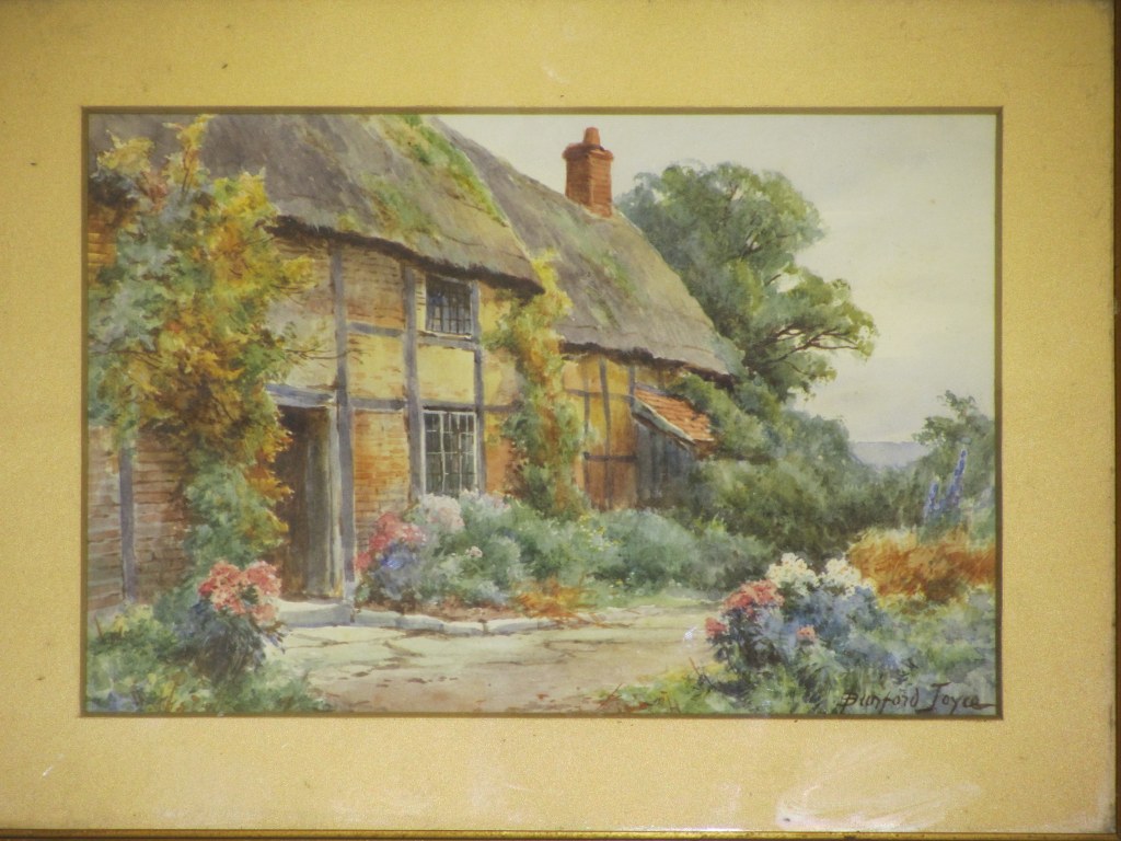 BUNFORD JOYCE, pair of signed water colours, "Thatched Devonshire Cottages with Summer Gardens", - Image 2 of 2