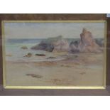 ALFRED J WARNE-BROWNE, signed and dated water colour, "Children Playing on Kennack Sands, Lizard",