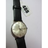 OMEGA, gents stainless steel cased Omega wrist watch on black leather strap