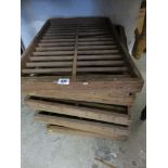 EGG TRAYS, collection of 9 wooden slatted egg trays