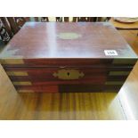WRITING BOX, a fine mid 19th Century mahogany writing box with inset brass corners, 14" w
