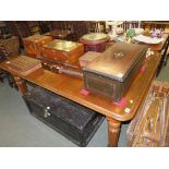 VICTORIAN DINING TABLE; Mahogany D-end extending dining table on tapering ribbed legs, 40" width,